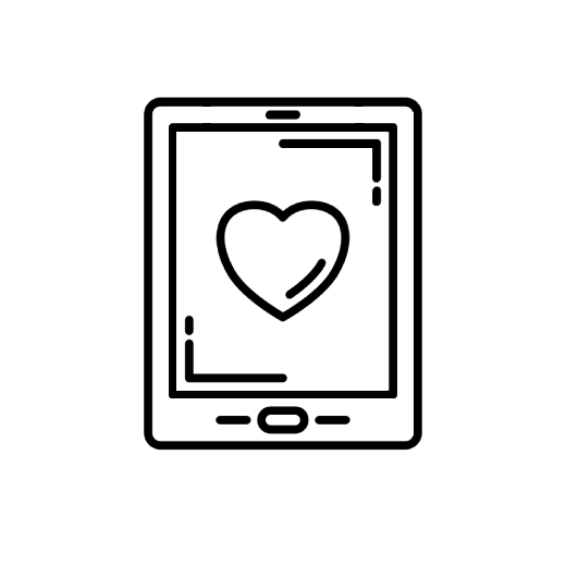 Faq icon in Aneta Mildiani store - tablet with a heart.