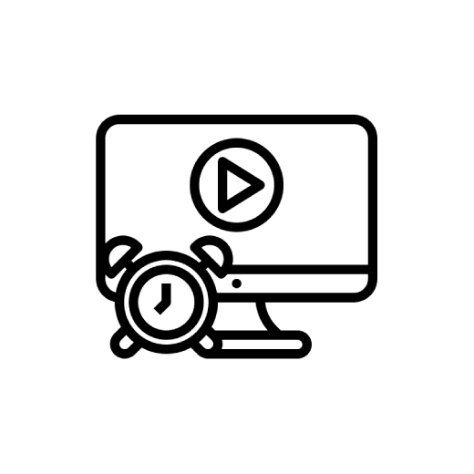 Faq icon in Aneta Mildiani store - computer with a clock.