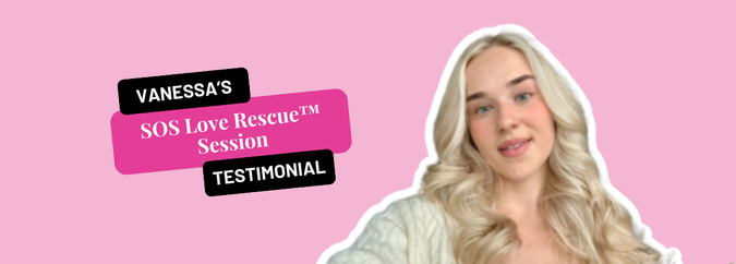 A portrait of a glowing client, representing a happy ending after her journey with a love coach.