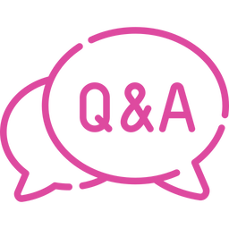 Pink speech bubble with Q&A text for relationship coaching session or live event.