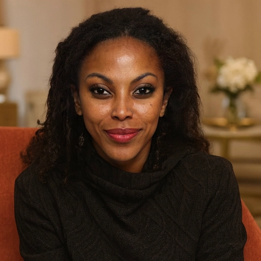 Smiling woman providing a written testimonial about the invaluable lessons on relationships and love learned from the foundational e-book created by Aneta Mildiani.