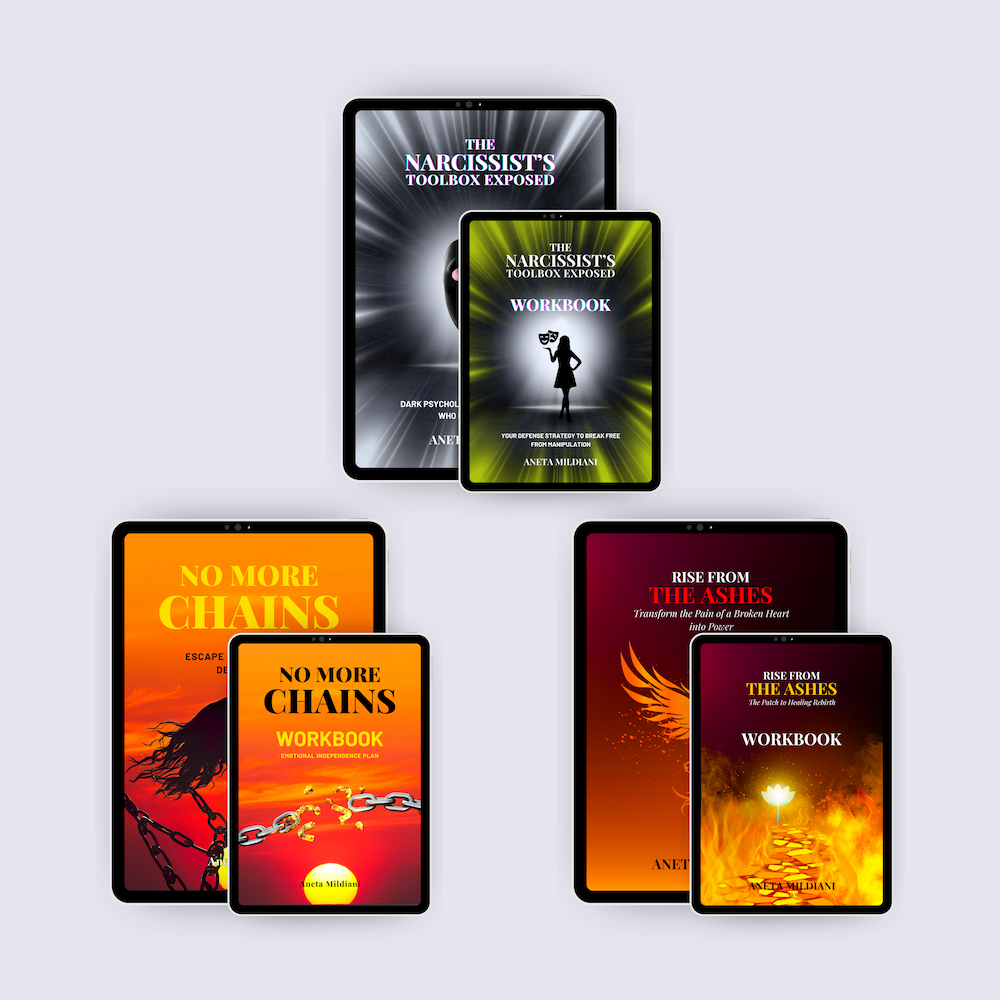 Power Kit covers mockup on black tablets against a white and grey background. Author: Aneta Mildiani. Relationship coaching for powerful, magnetic communication and love.