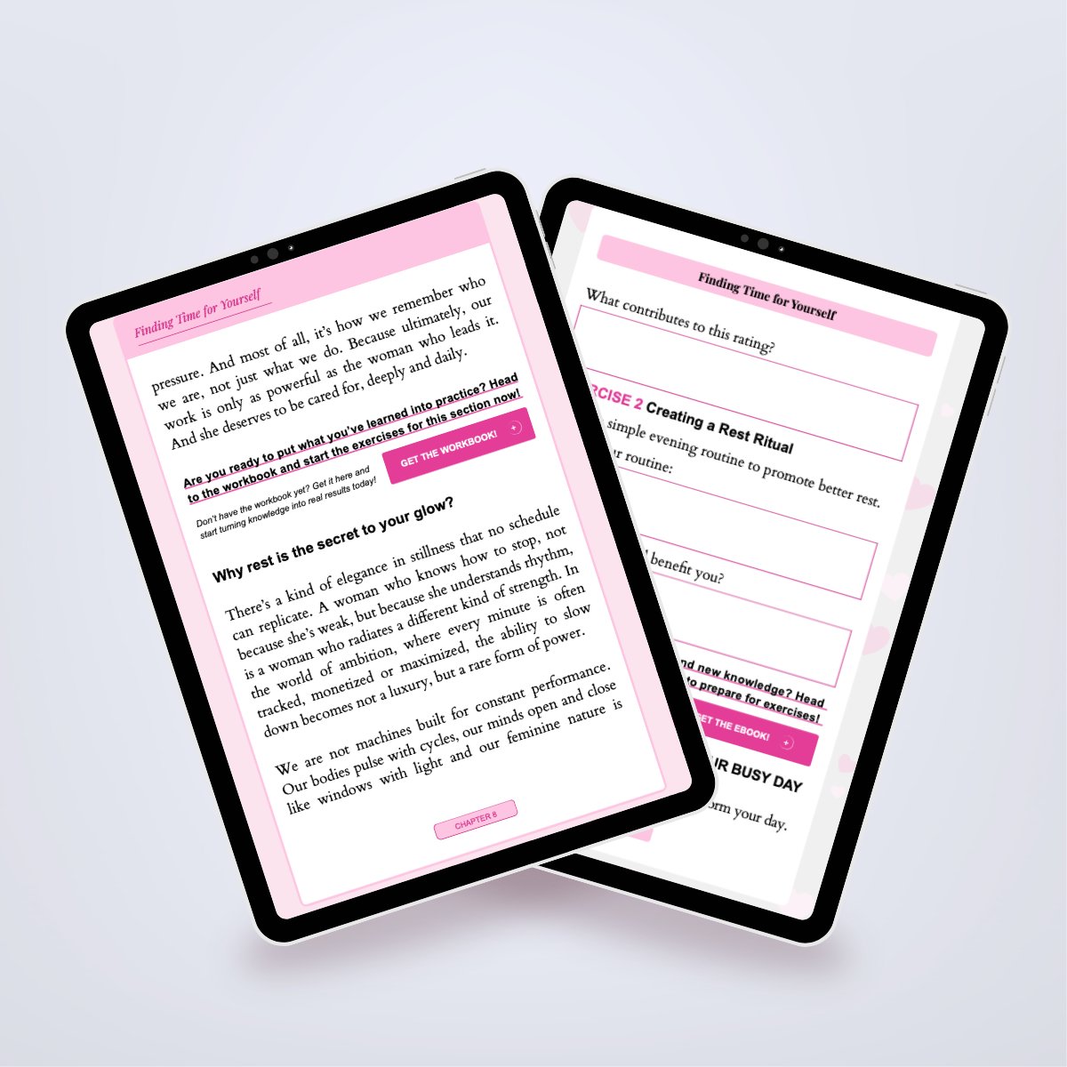 Additional internal pages of the power Set in a digital mockup, focused on professional and personal balance. Author: Aneta Mildiani. Integrating traditional values with a drive for success and loving relationships.