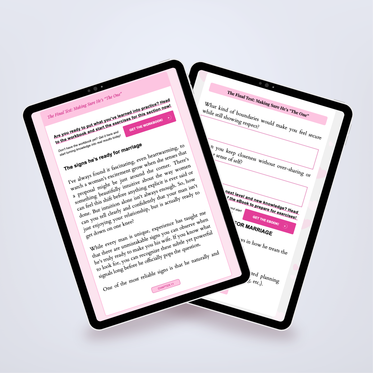 Additional internal pages of the Power Set in a digital mockup, focused on attracting high-quality men. Author: Aneta Mildiani. Essential relationship coaching for securing a loving future.