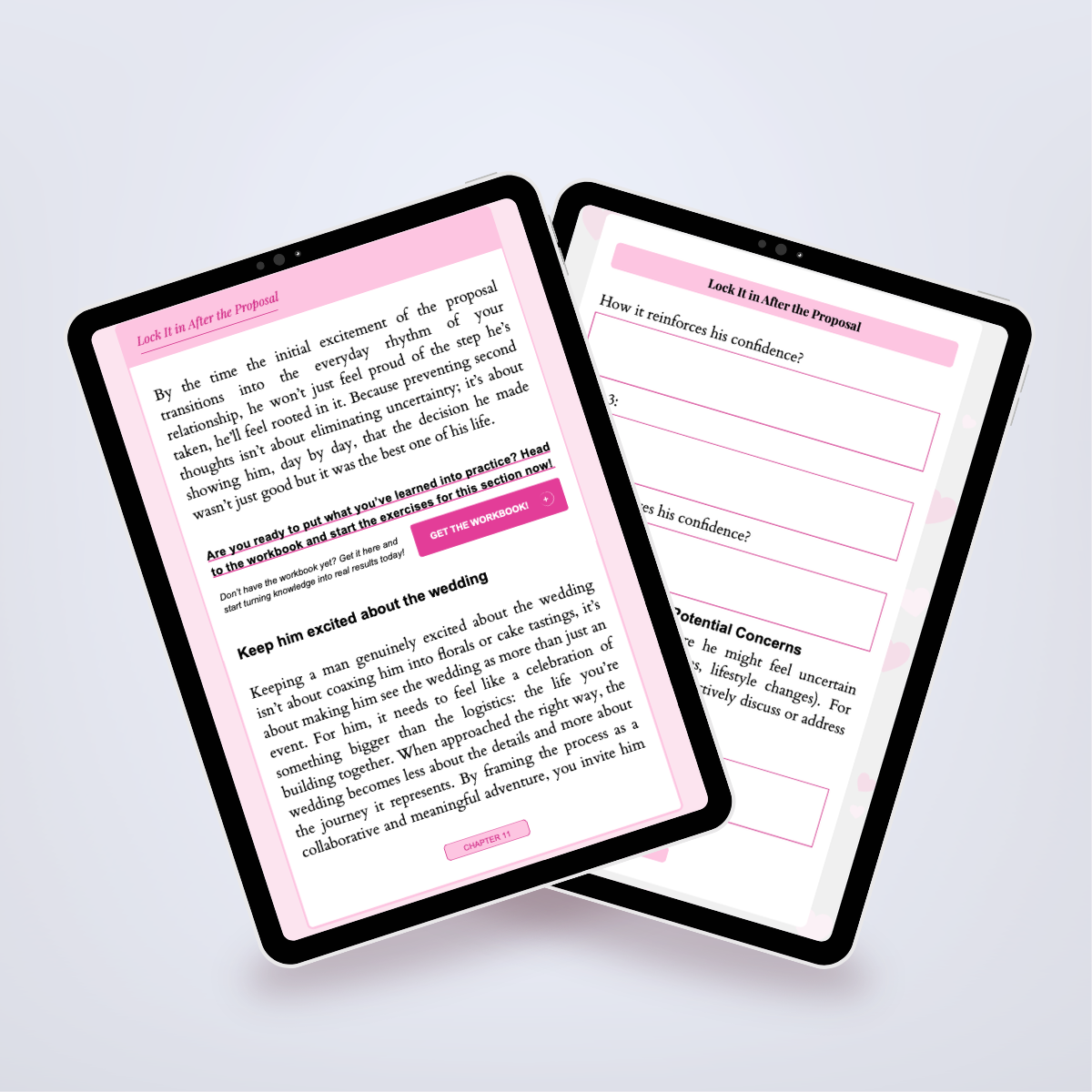 Additional internal pages of the Power Set in a digital mockup, focused on getting an engagement ring. Author: Aneta Mildiani. Expert relationship coaching for women ready for lifelong love.