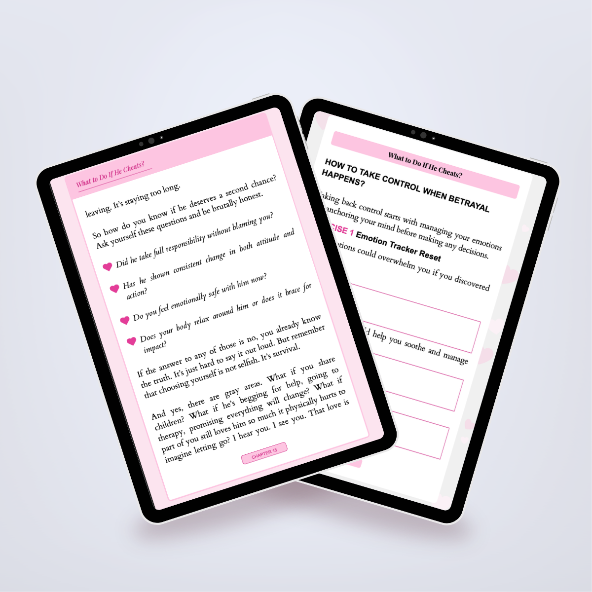 Additional internal pages of the Power Set in a digital mockup, focused on preventing infidelity. Author: Aneta Mildiani. High-value relationship coaching for deep, committed love.