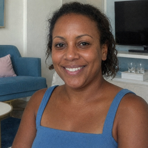 A radiant woman’s testimonial for Aneta Mildiani. Her smile is the visual evidence of a successful transformation in her relationship with the aid of the e-book.