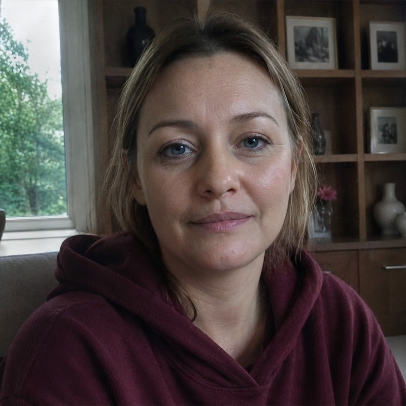 A radiant woman’s testimonial for Aneta Mildiani. Her smile is the visual evidence of a successful transformation in her relationship with the aid of the e-book.