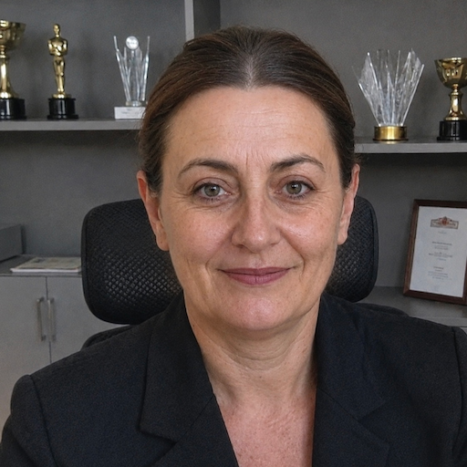 A radiant woman’s testimonial for Aneta Mildiani. Her smile is the visual evidence of a successful transformation in her workshop.