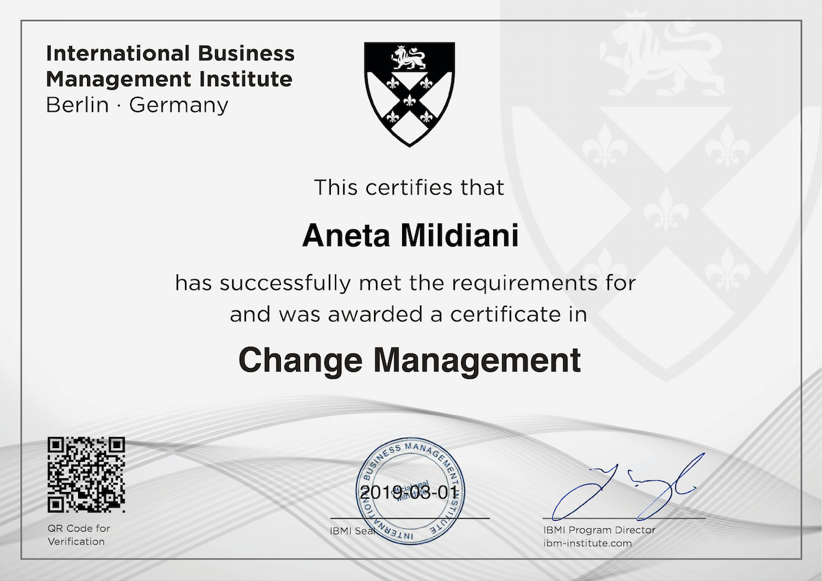 Aneta Mildiani Ican Certificate