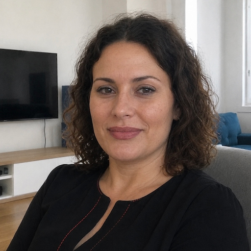 A radiant woman’s testimonial for Aneta Mildiani. Her smile is the visual evidence of a successful transformation in her relationship with the aid of the e-book.