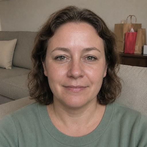 A radiant woman’s testimonial for Aneta Mildiani. Her smile is the visual evidence of a successful transformation in her workshop.