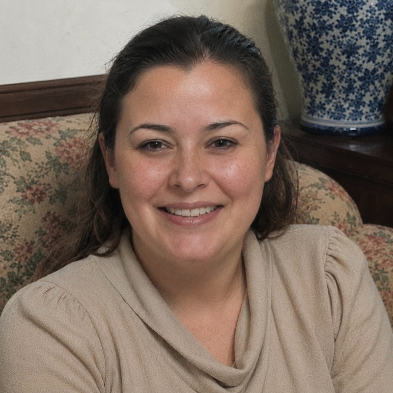 A radiant woman’s testimonial for Aneta Mildiani. Her smile is the visual evidence of a successful transformation in her relationship with the aid of the e-book.